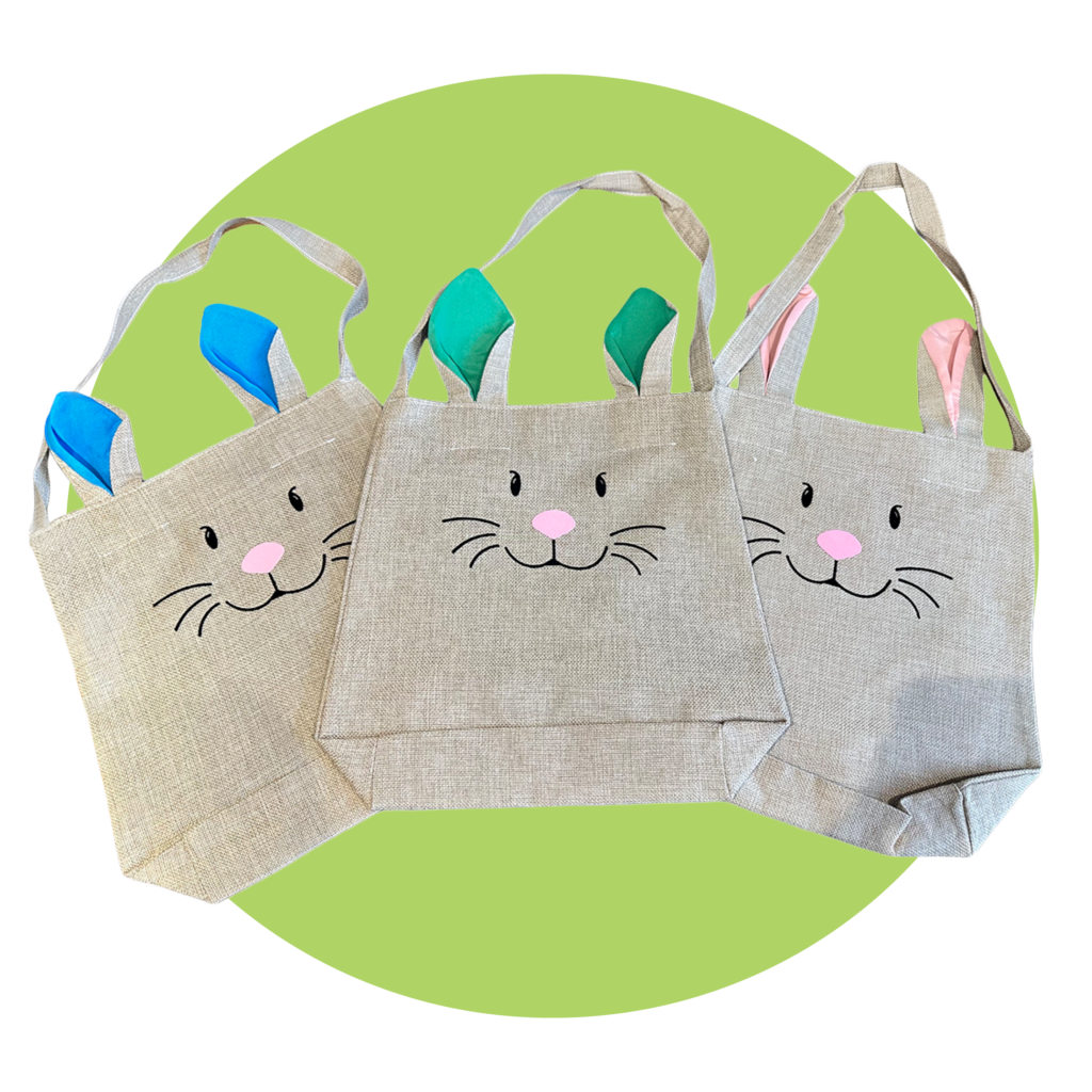 Hasensackerl mit Ohren und Hasengesicht als Oster-Geschenkbeutel